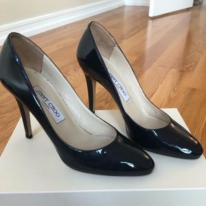 Jimmy Choo dark navy blue patent leather heels